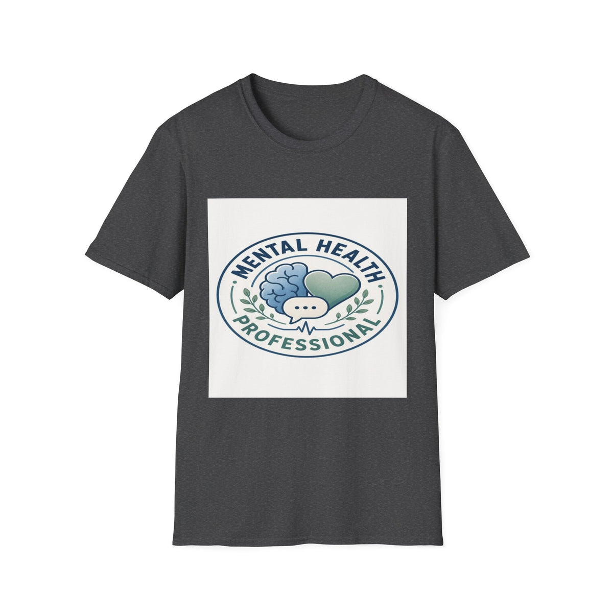 Badge-Style Graphic Featuring Mental Health Professional Title With Iconography- Graphic Tees