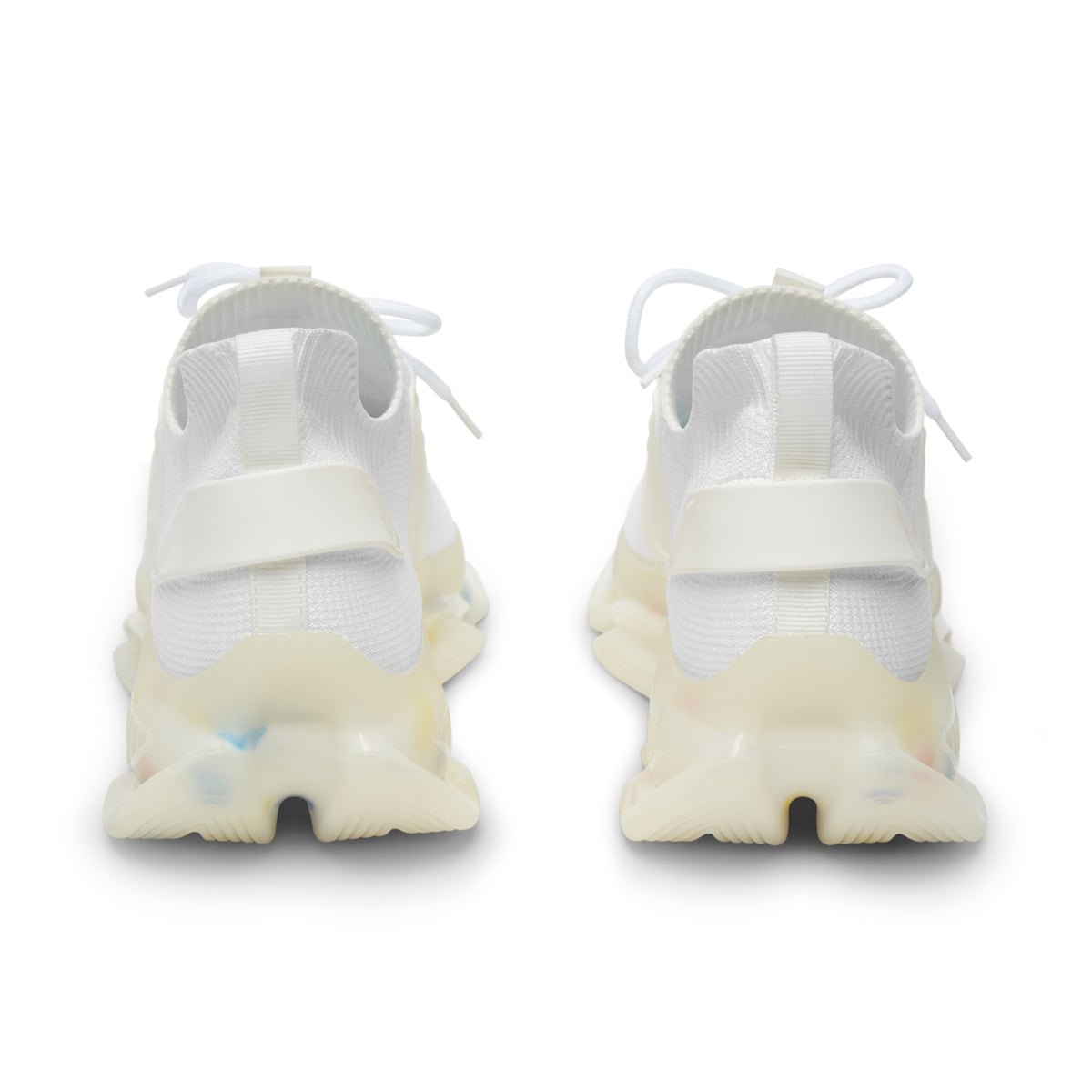 Men White Mesh Sneakers — Lightweight Athletic Shoes with Purple Accent & Cushioned Sole
