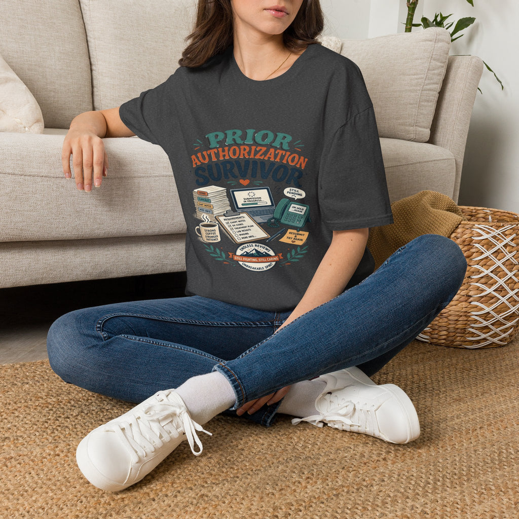 Bold T-Shirt Design Showcasing _PRIOR AUTHORIZATION SURVIVOR_- Graphic Tees