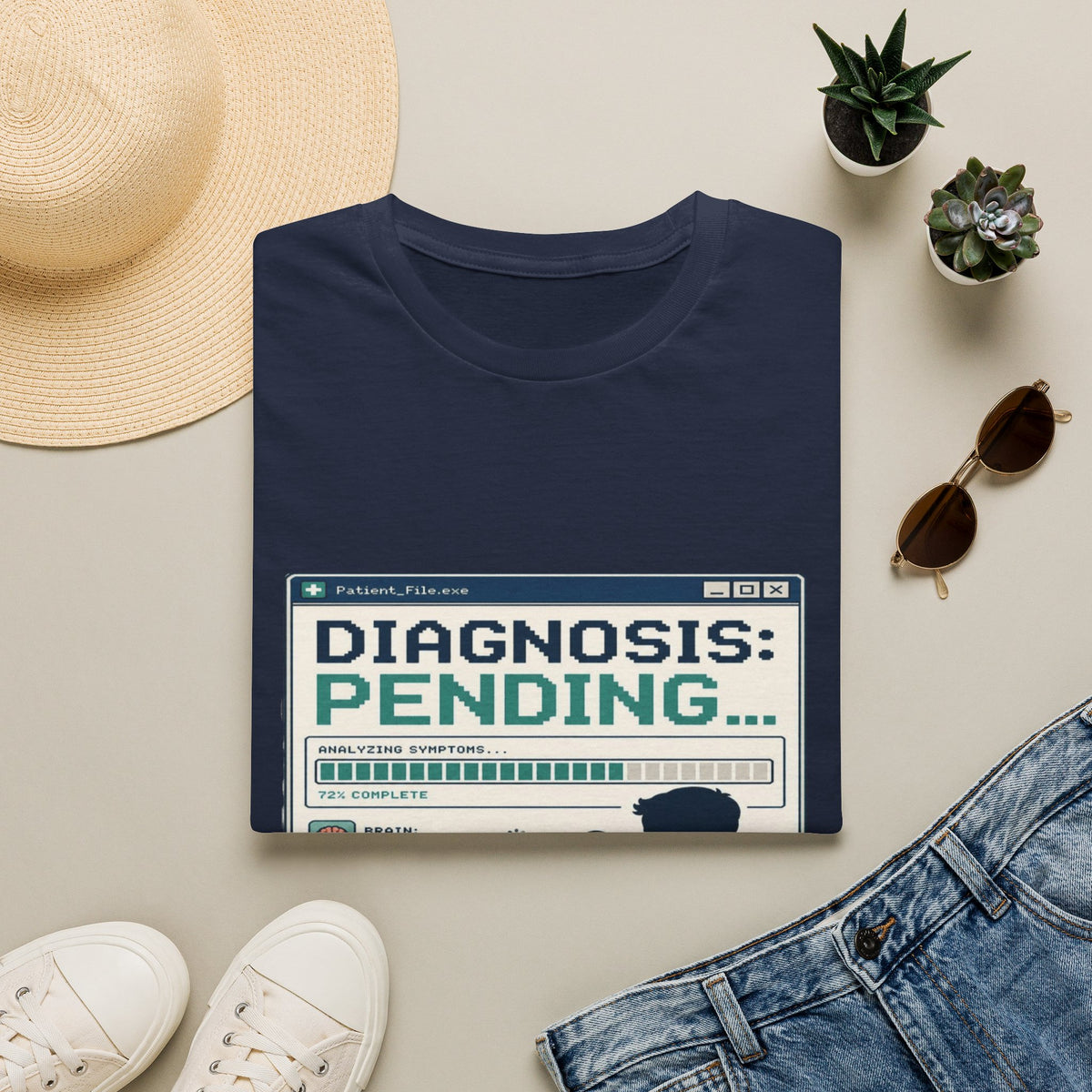 Humorous T-Shirt Design Featuring Doctor's Chart Diagnosis Pending- Graphic Tees