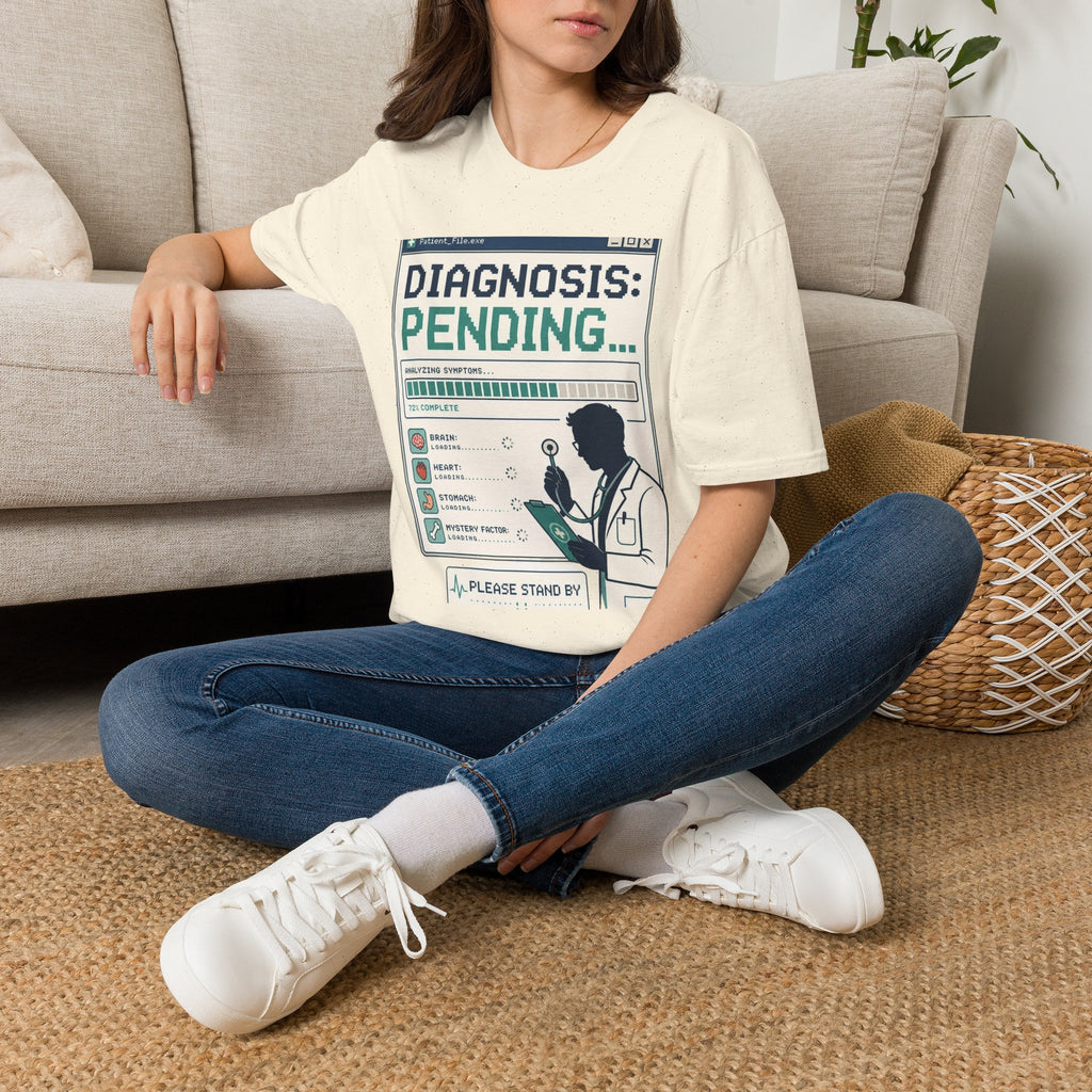 Humorous T Shirt Design Featuring Doctor's Chart Diagnosis Pending
