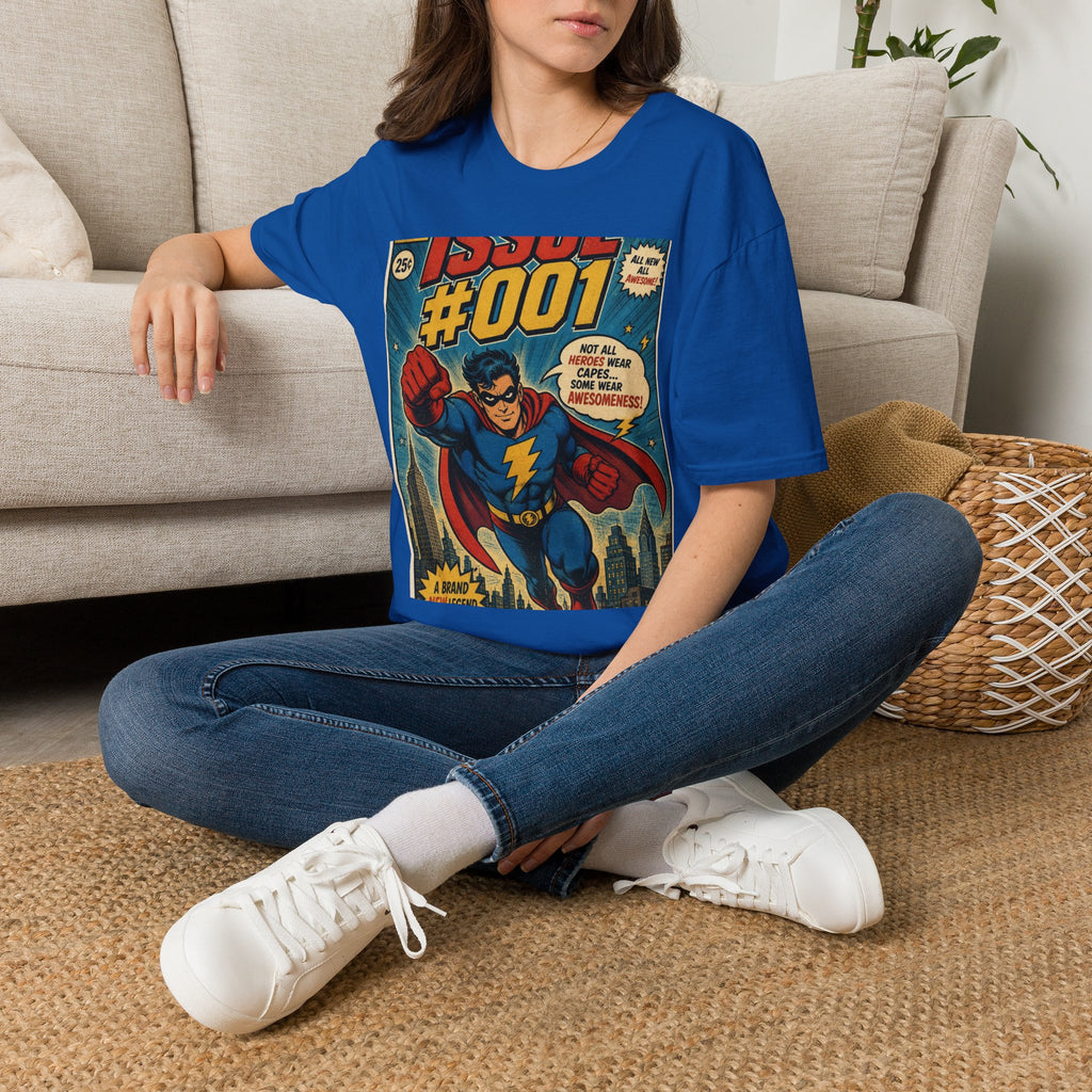 Vintage Comic Book T Shirt Design Featuring Original Superhero