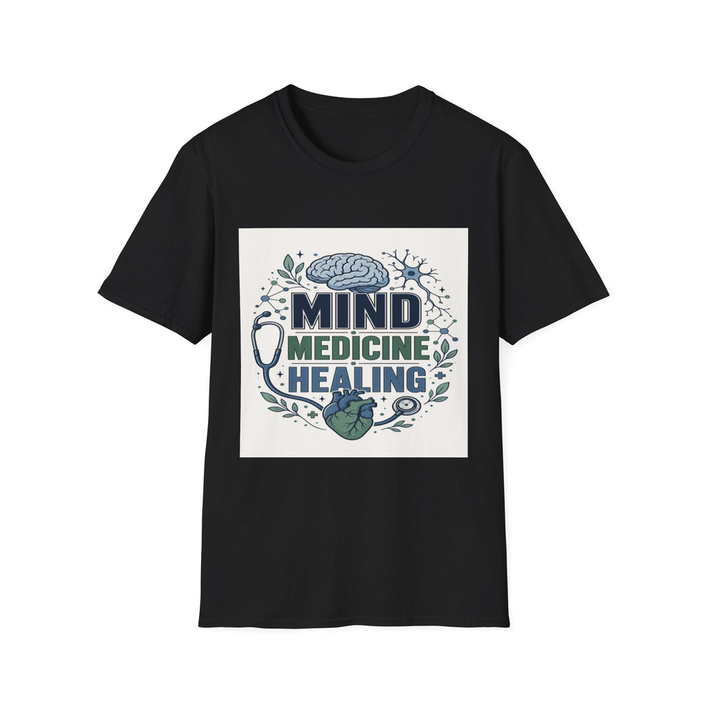 Illustration of Stacked Words Mind Medicine Healing with Medical Icons- Graphic Tees