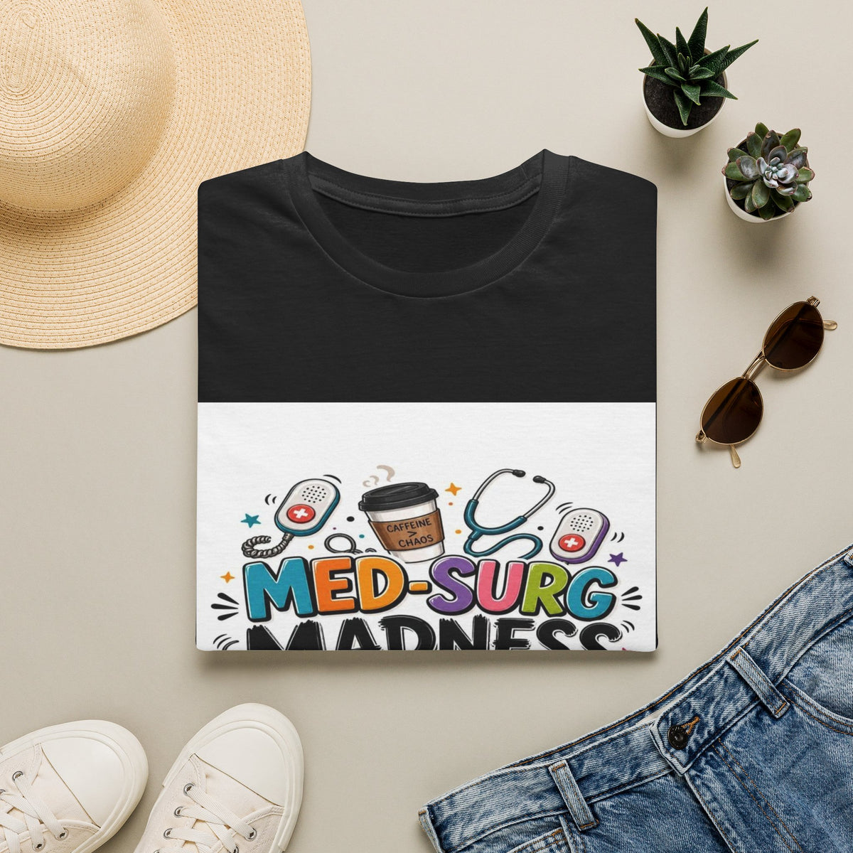 Vibrant T-Shirt Design Featuring MED-SURG MADNESS Phrase (1)- Graphic Tees