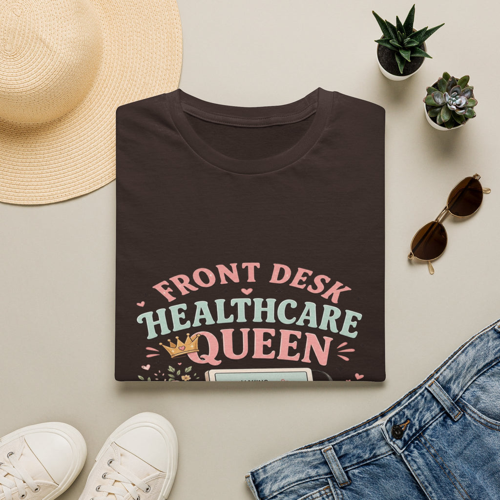 Playful Feminine Design For Front Desk Healthcare Queen- Graphic Tees