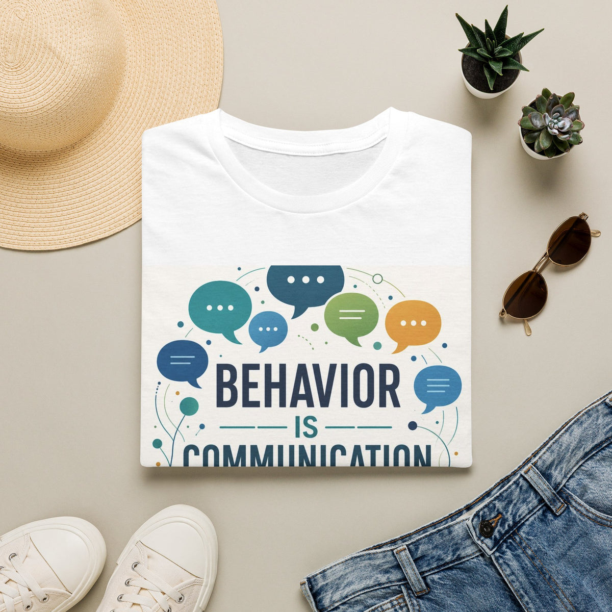 T Shirt Design Featuring Bold Phrase Surrounded By Colorful Speech Bubbles