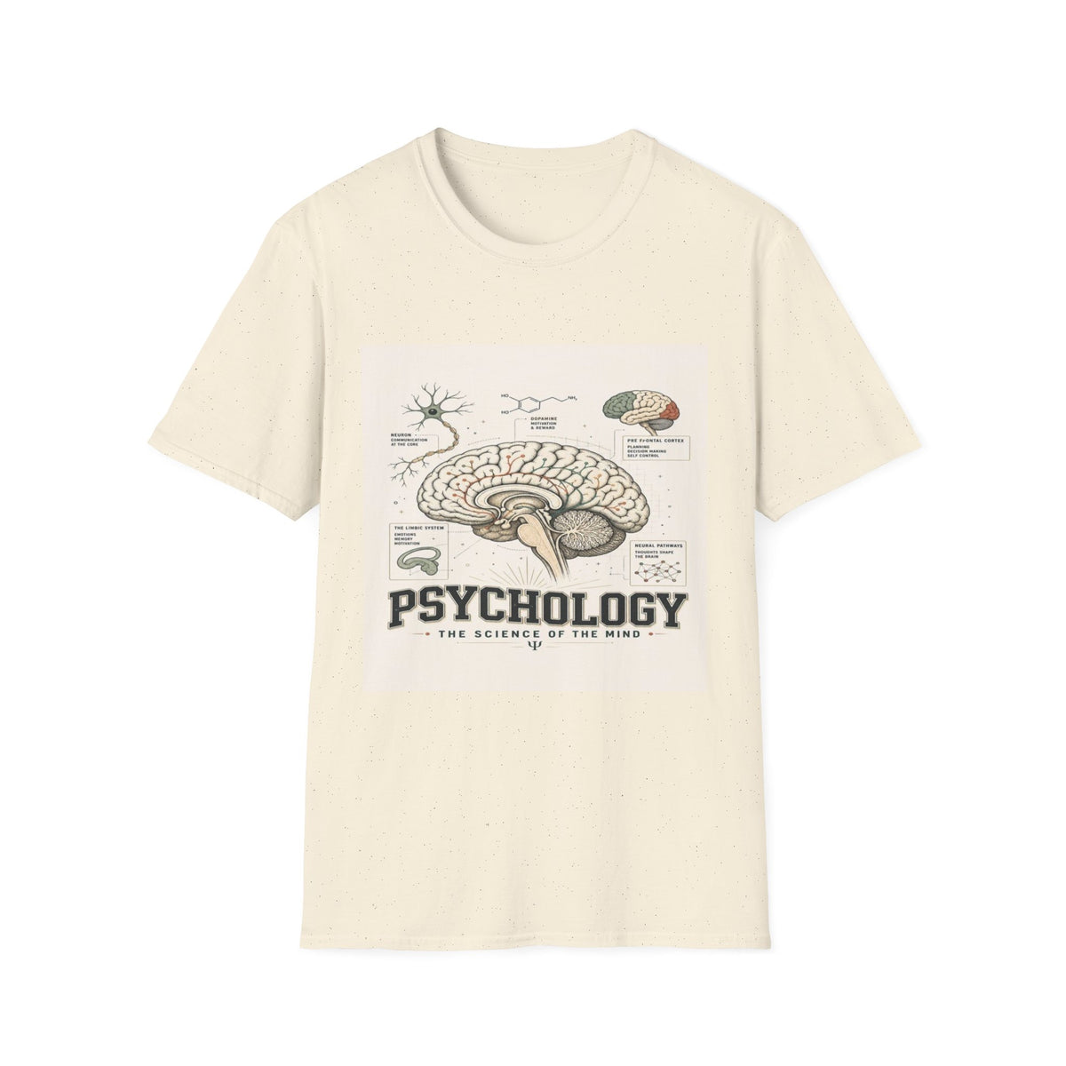Human Brain Illustration Featuring Neural Pathways And Typography- Graphic Tees