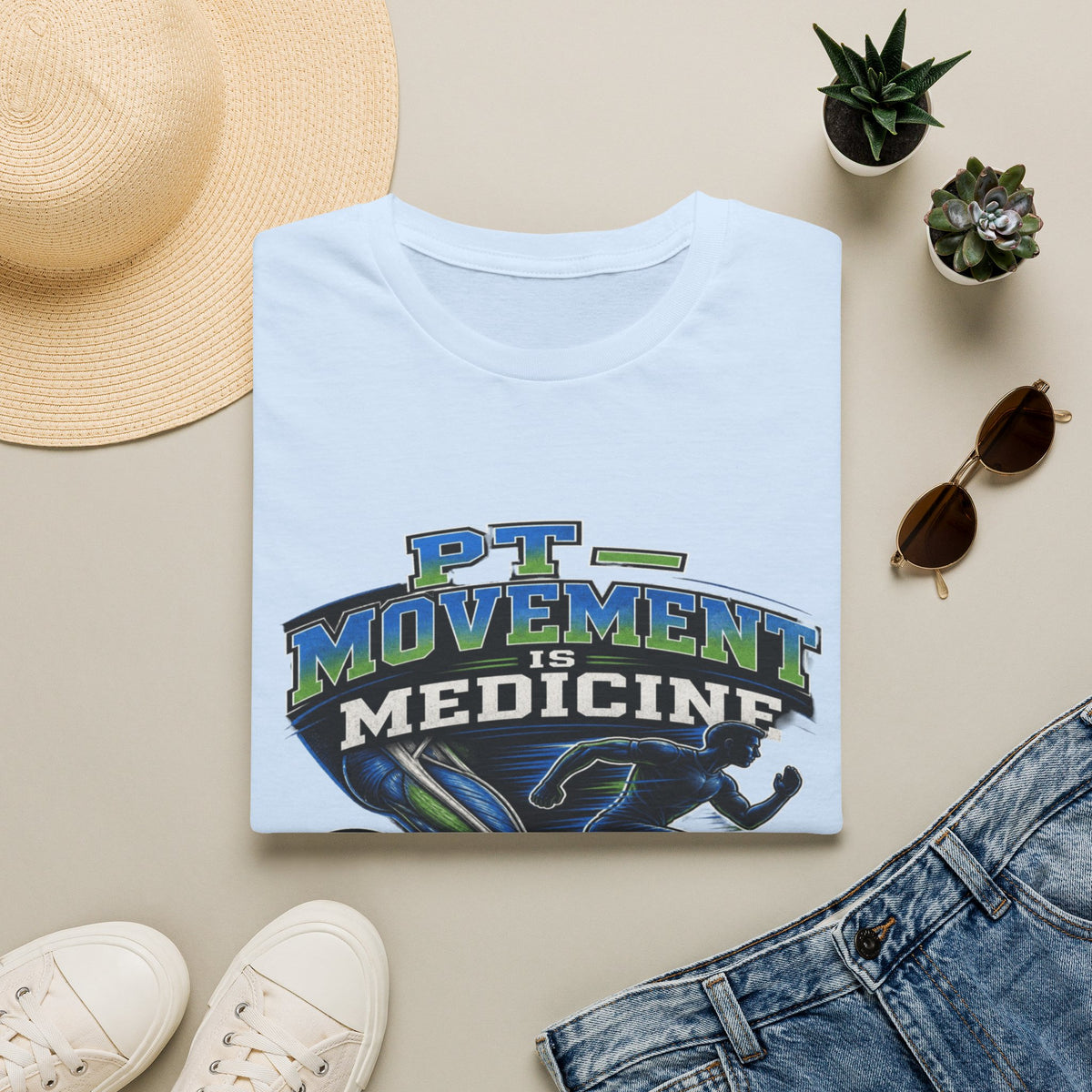 Dynamic T-shirt Design Featuring _PT Movement Is Medicine_ Text- Graphic Tees