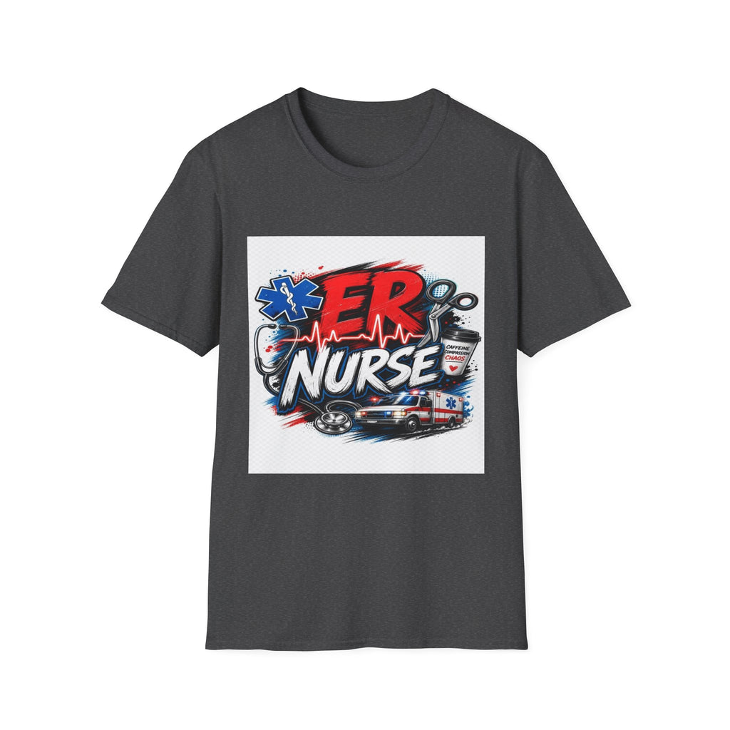 Bold Streetwear T-Shirt Design Featuring ER Nurse Typography- Graphic Tees
