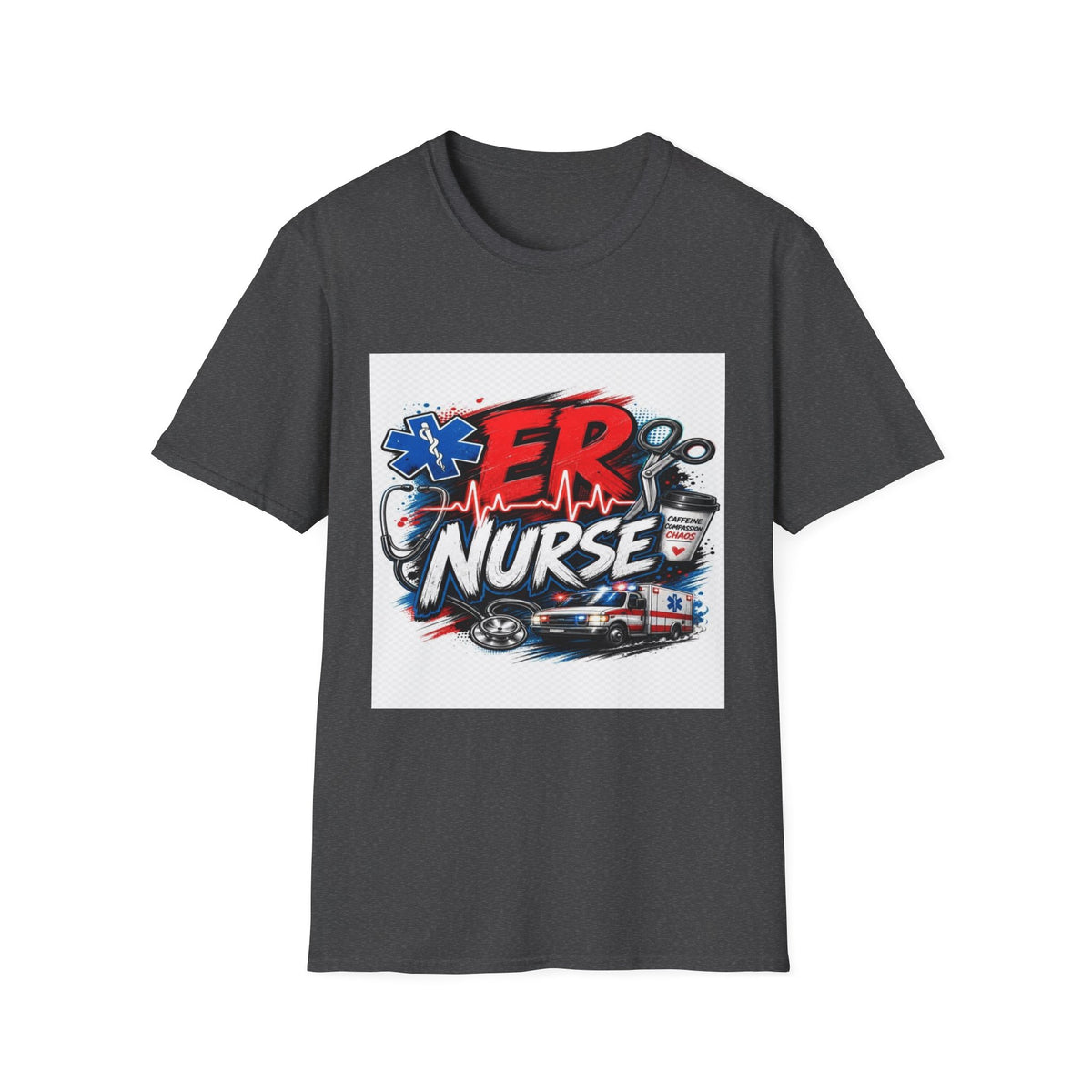 Bold Streetwear T-Shirt Design Featuring ER Nurse Typography- Graphic Tees