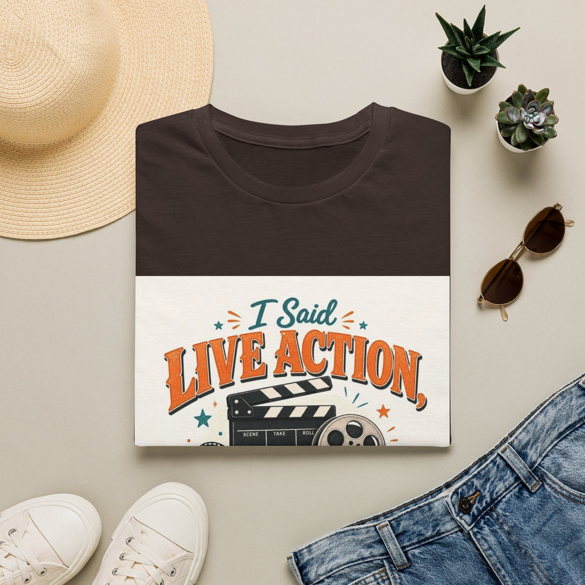 Retro T-Shirt Design Featuring Bold Typography And Film Elements- Graphic Tees