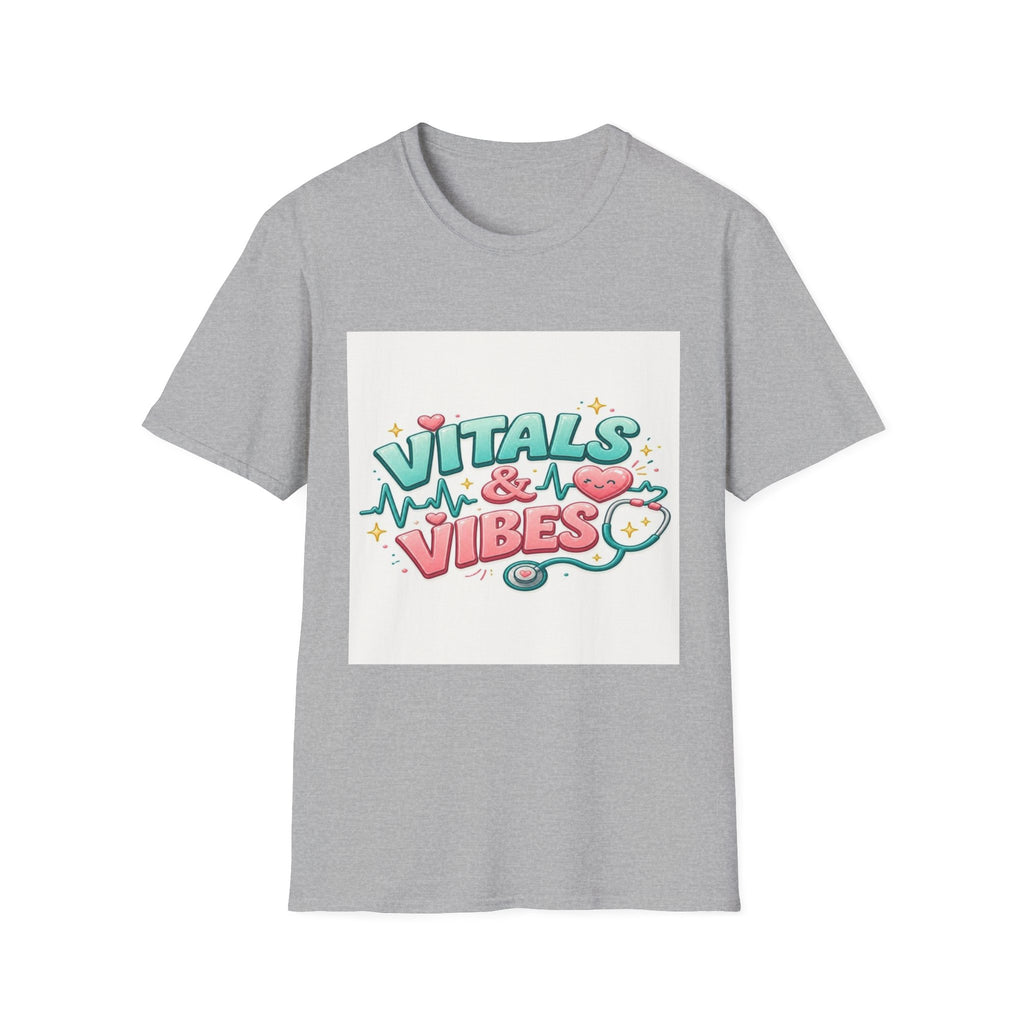 Trendy Healthcare T-Shirt Design Featuring Vitals And Vibes (1)- Graphic Tees