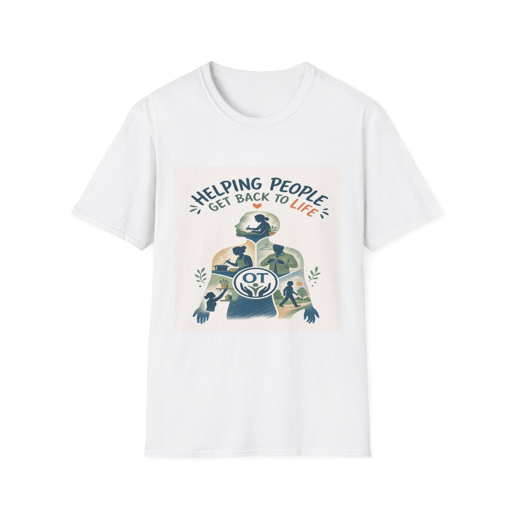 T-shirt Design Featuring Daily Activities Silhouette With OT Symbol- Graphic Tees