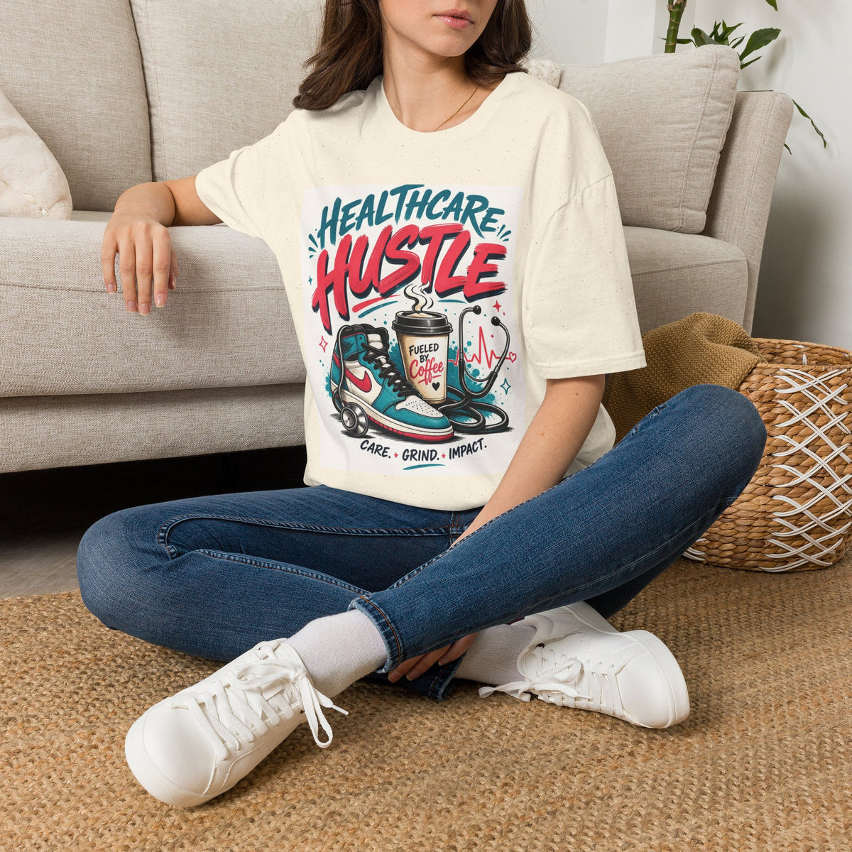 Dynamic T Shirt Design Featuring Healthcare Hustle Text