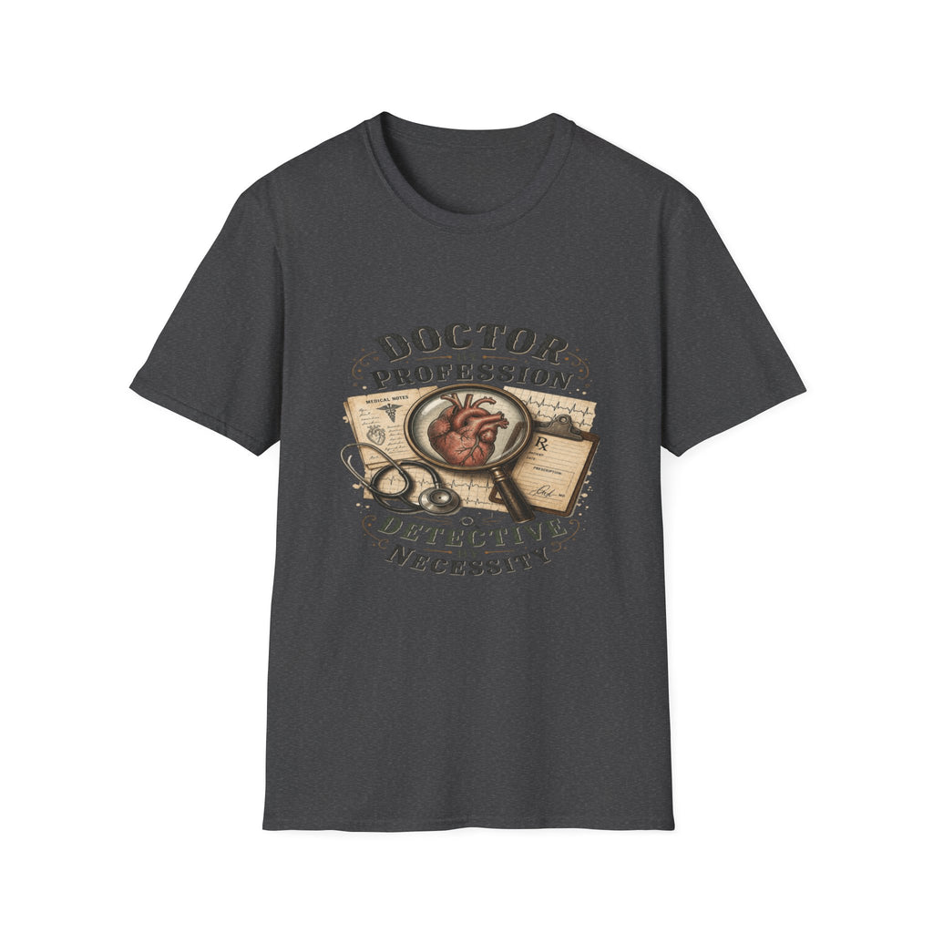 Vintage Detective-Inspired T-Shirt Featuring Anatomical Heart And Magnifying Glass- Graphic Tees