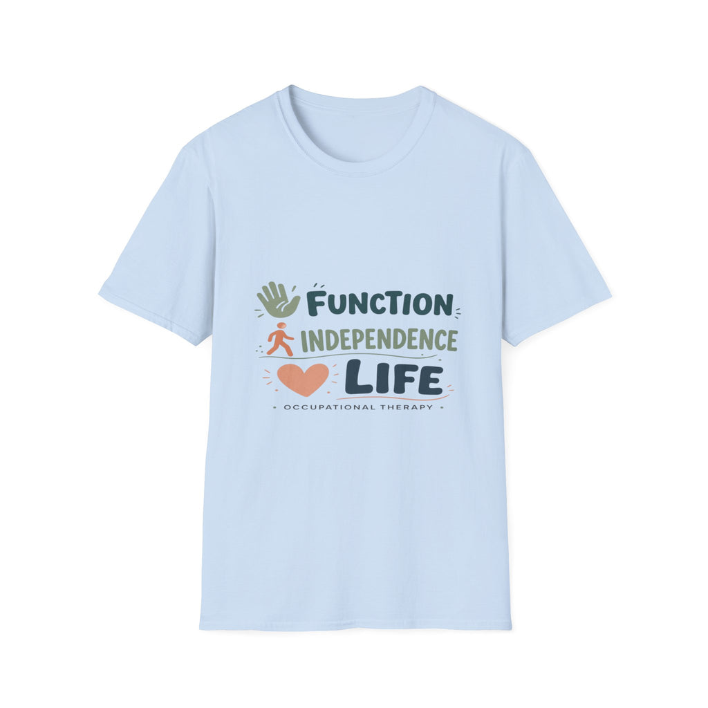Playful Typography Featuring Function Independence Life With Icons- Graphic Tees