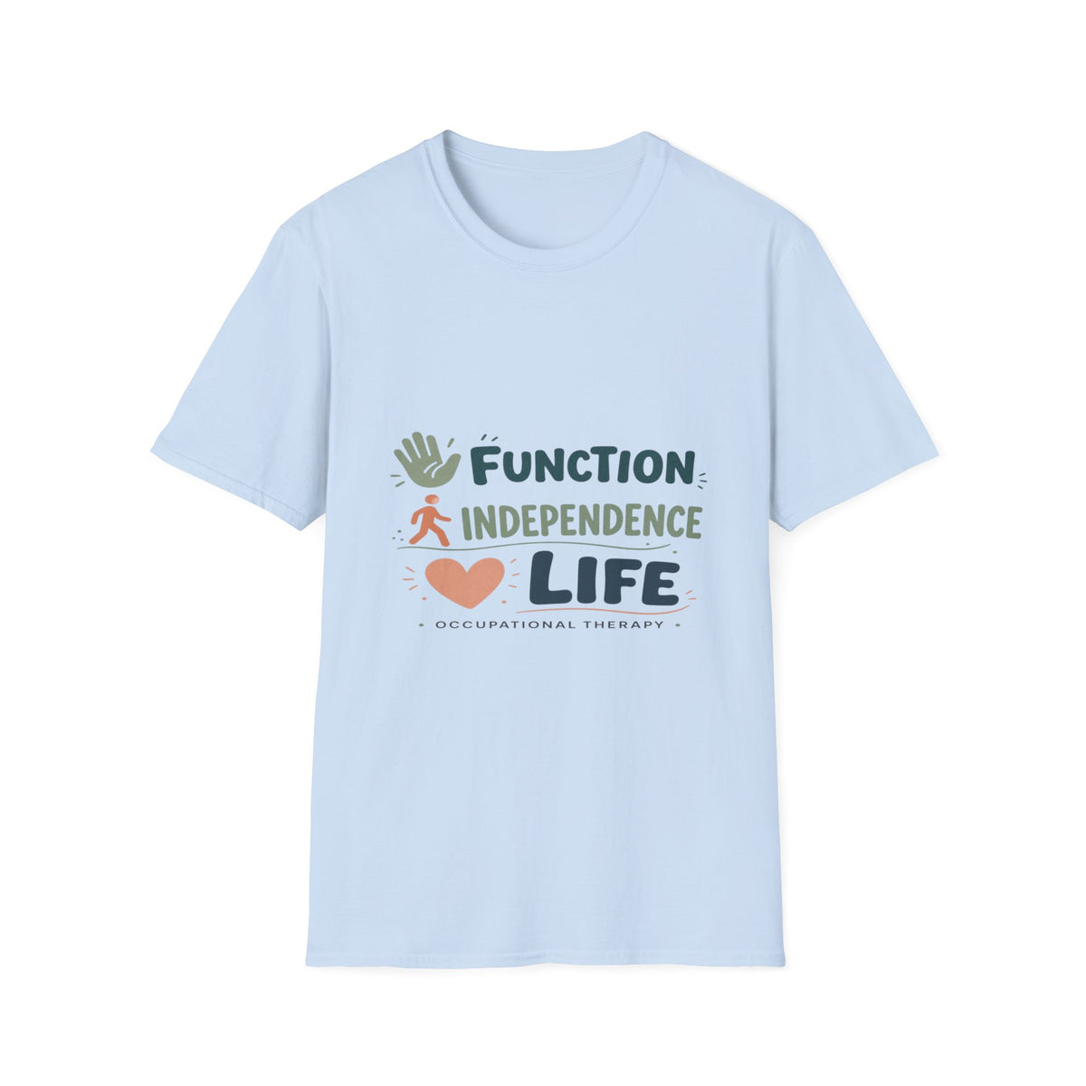 Playful Typography Featuring Function Independence Life With Icons- Graphic Tees
