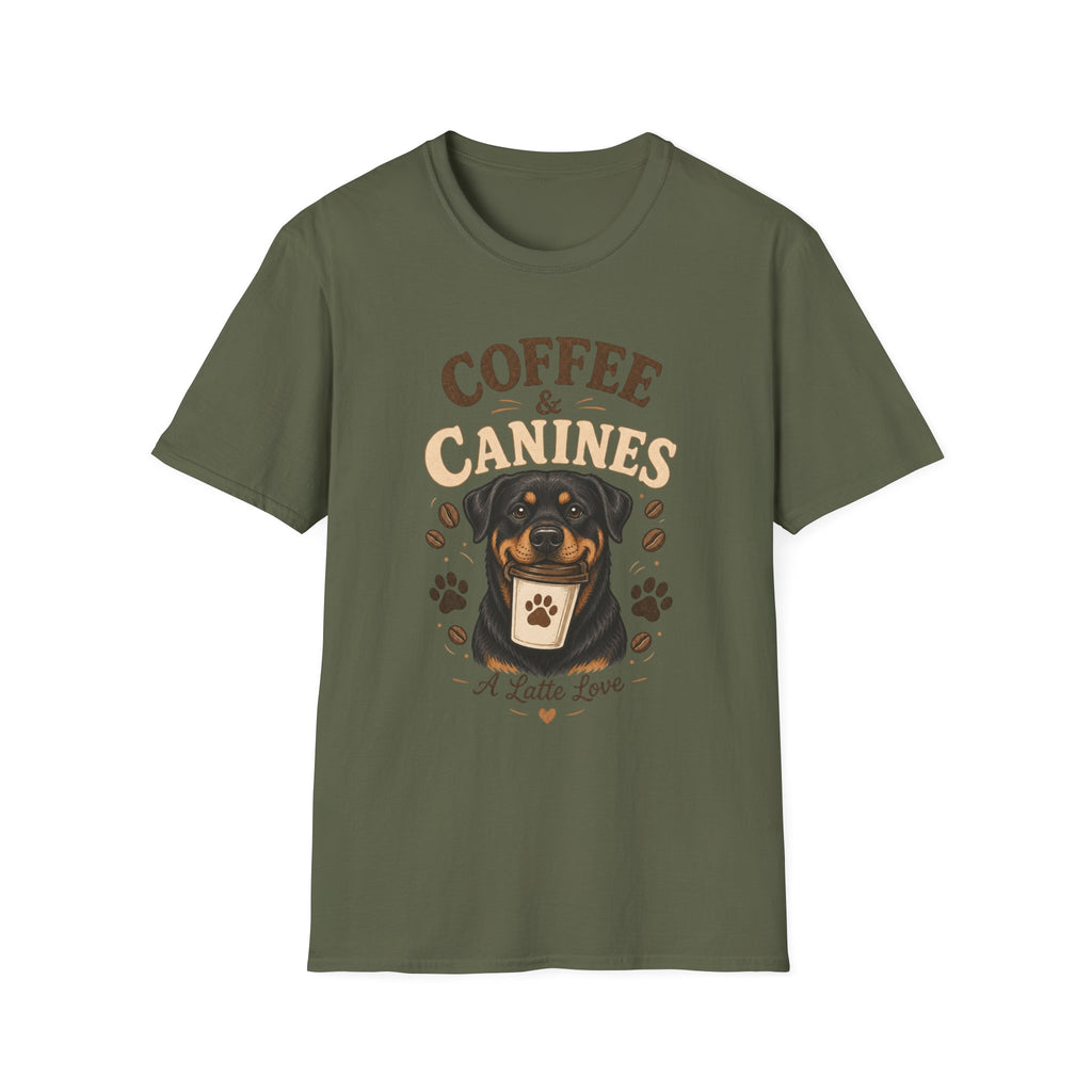 Coffee & Canines T-Shirt — Dog Lover Coffee Tee