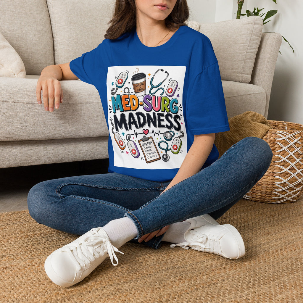 Vibrant T Shirt Design Featuring MED SURG MADNESS Phrase