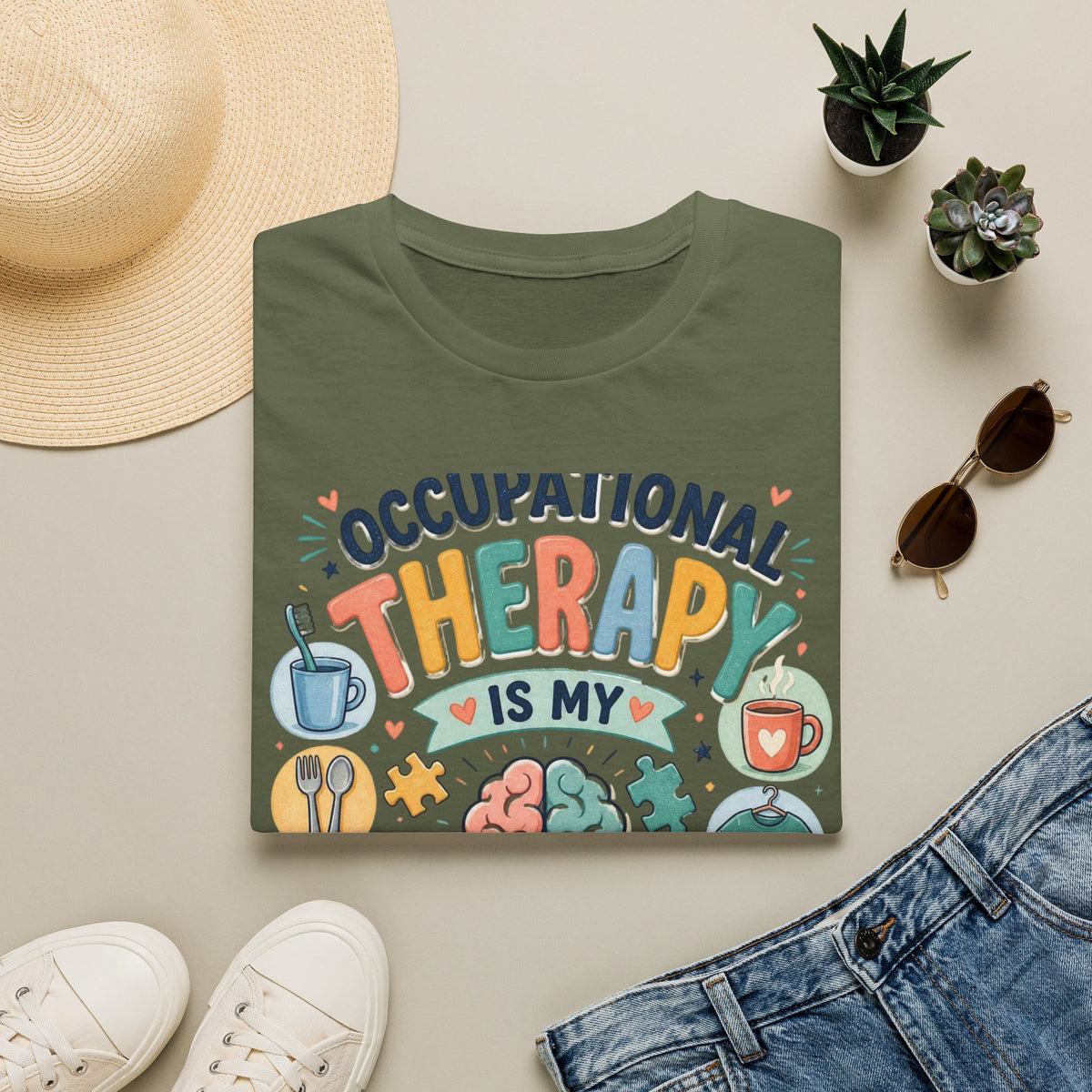 Playful T Shirt Design Celebrating Occupational Therapy Vibrantly Illustrated