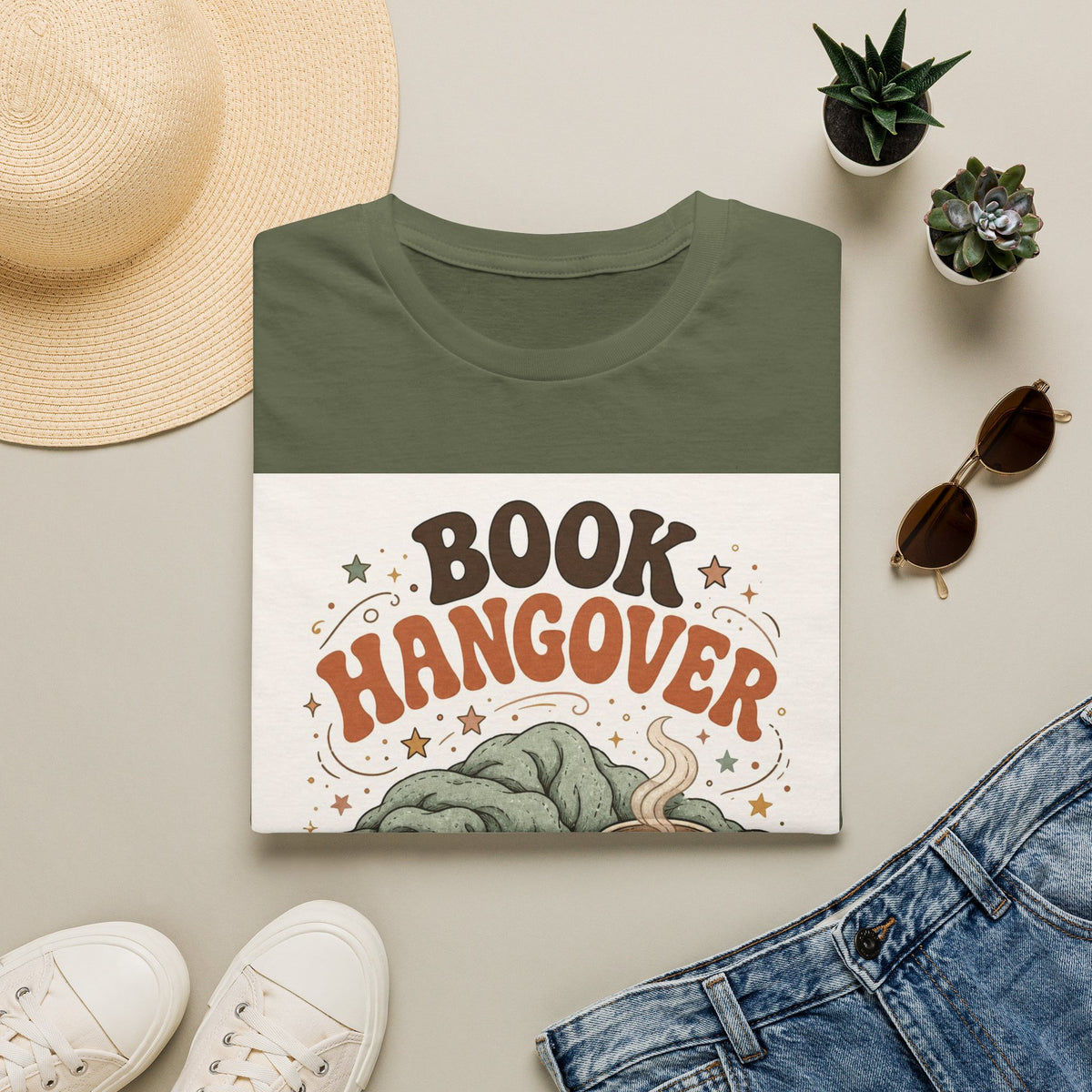 Cozy T Shirt Design Featuring Book And Coffee Cup