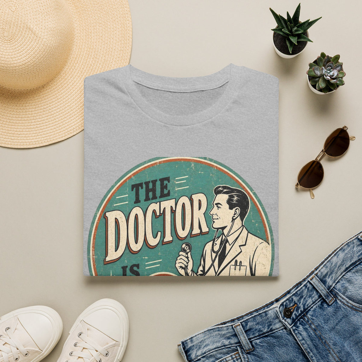 Vintage 1950s Doctor Office Graphic With Classic Badge