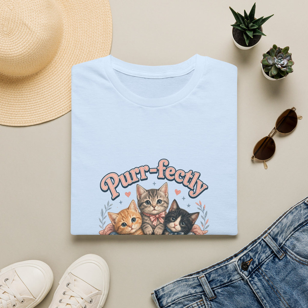 Cat T-Shirt — "Purr-fectly Adorable" Cute Kitten Graphic Tee