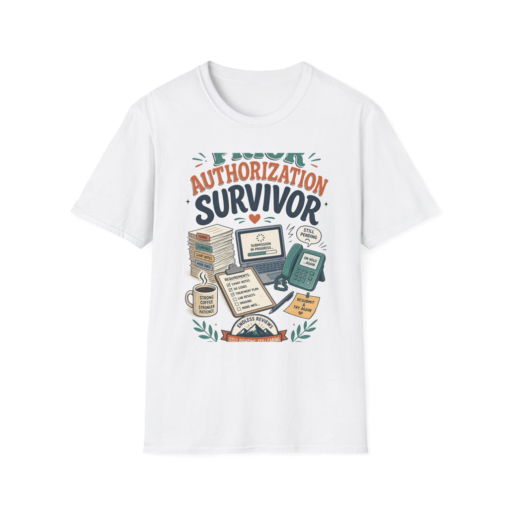 Bold T Shirt Design Showcasing PRIOR AUTHORIZATION SURVIVOR