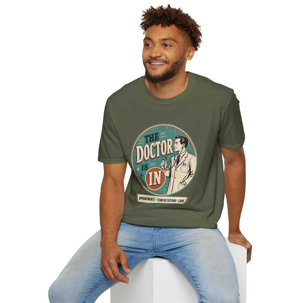 The Doctor Is In Retro Graphic T-Shirt — Vintage Medical Humor Tee