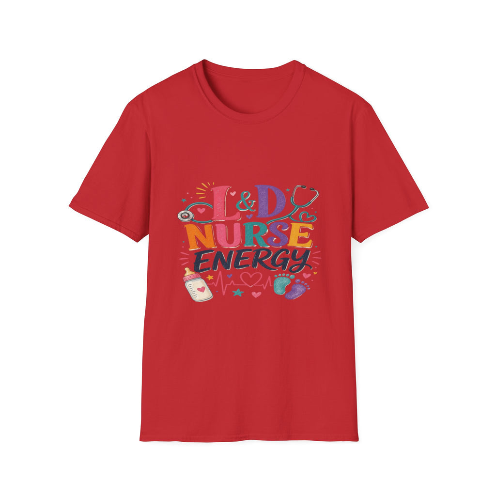L&D Nurse Energy Trendy T-Shirt Design with Vibrant Elements- Graphic Tees