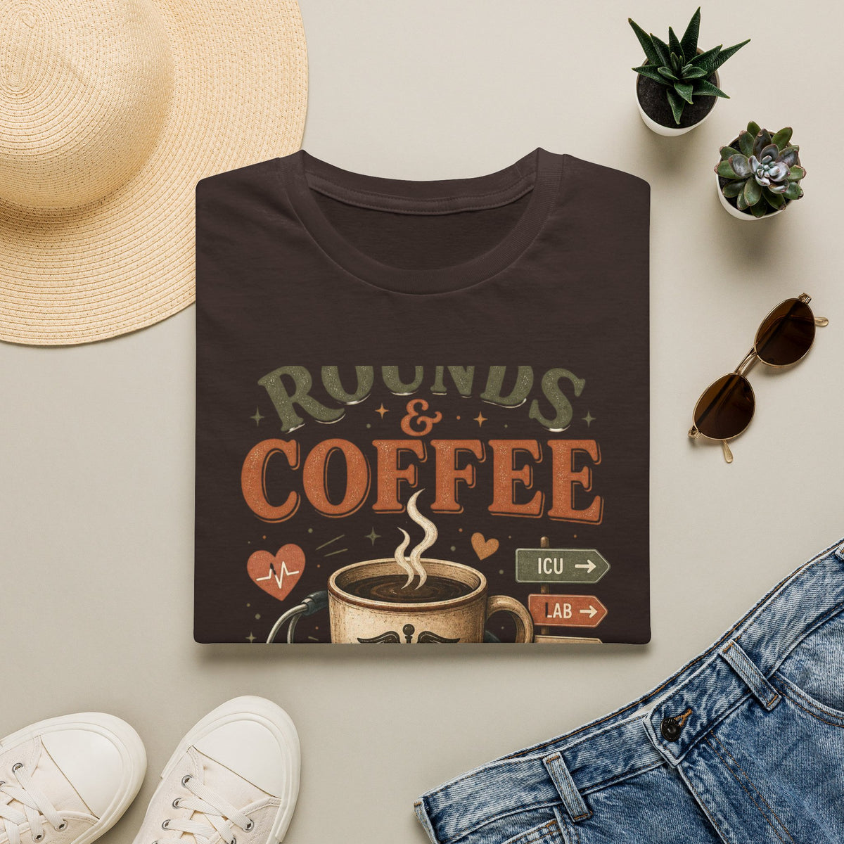 Coffee Cup With Stethoscope Combining Vintage Café And Medical Aesthetics