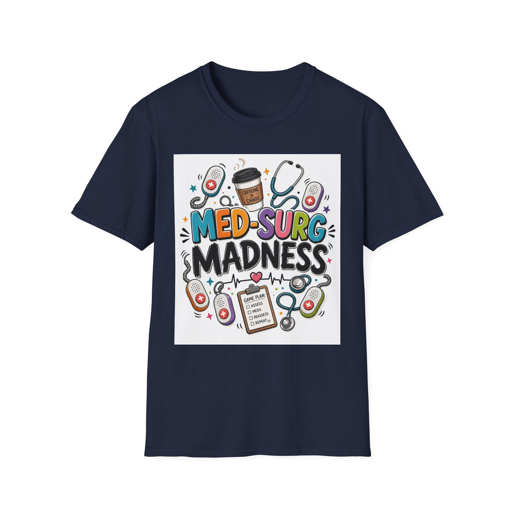 Vibrant T Shirt Design Featuring MED SURG MADNESS Phrase