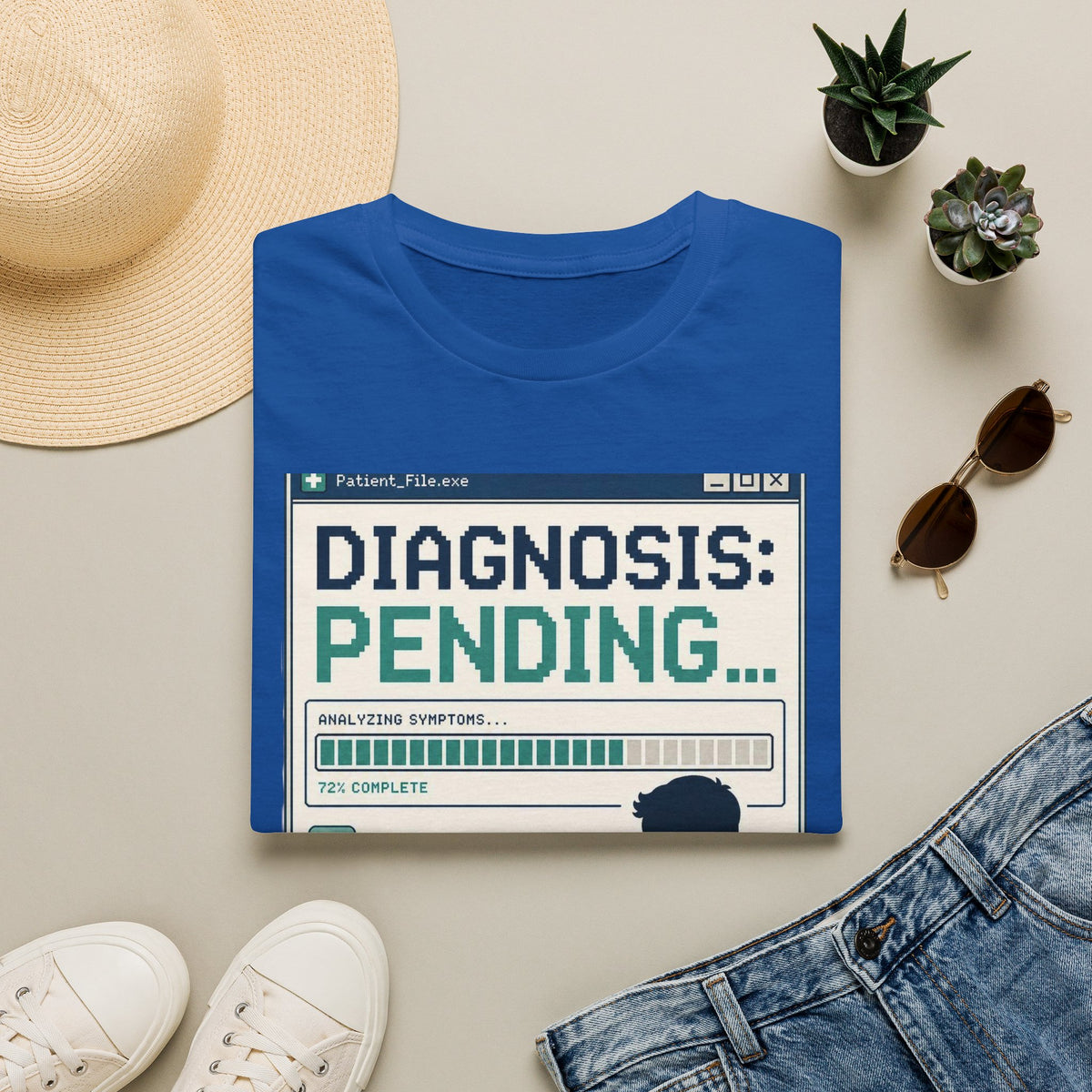 Humorous T Shirt Design Featuring Doctor's Chart Diagnosis Pending