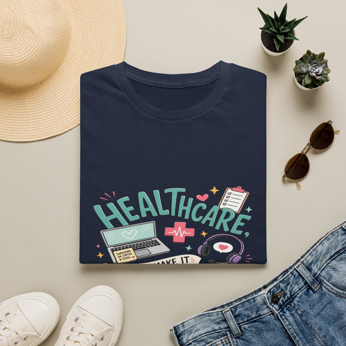 Humorous T-Shirt Design With Playful Healthcare Admin Typography- Graphic Tees