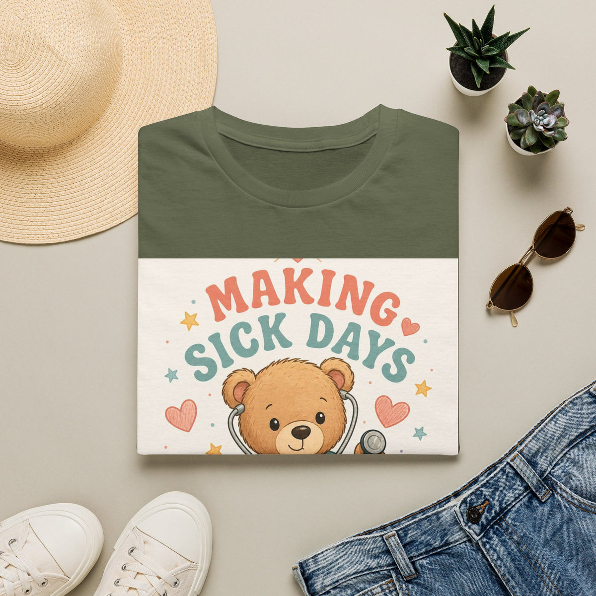 T Shirt Design Featuring Teddy Bear With Stethoscope And Stars
