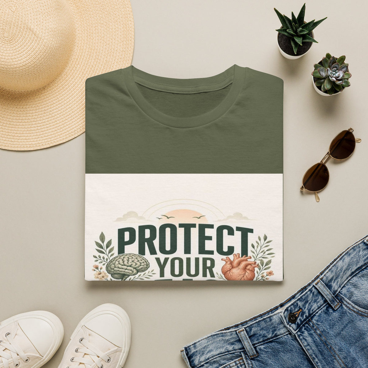 Large Typography Graphic Promoting Peace With Botanical Elements- Graphic Tees