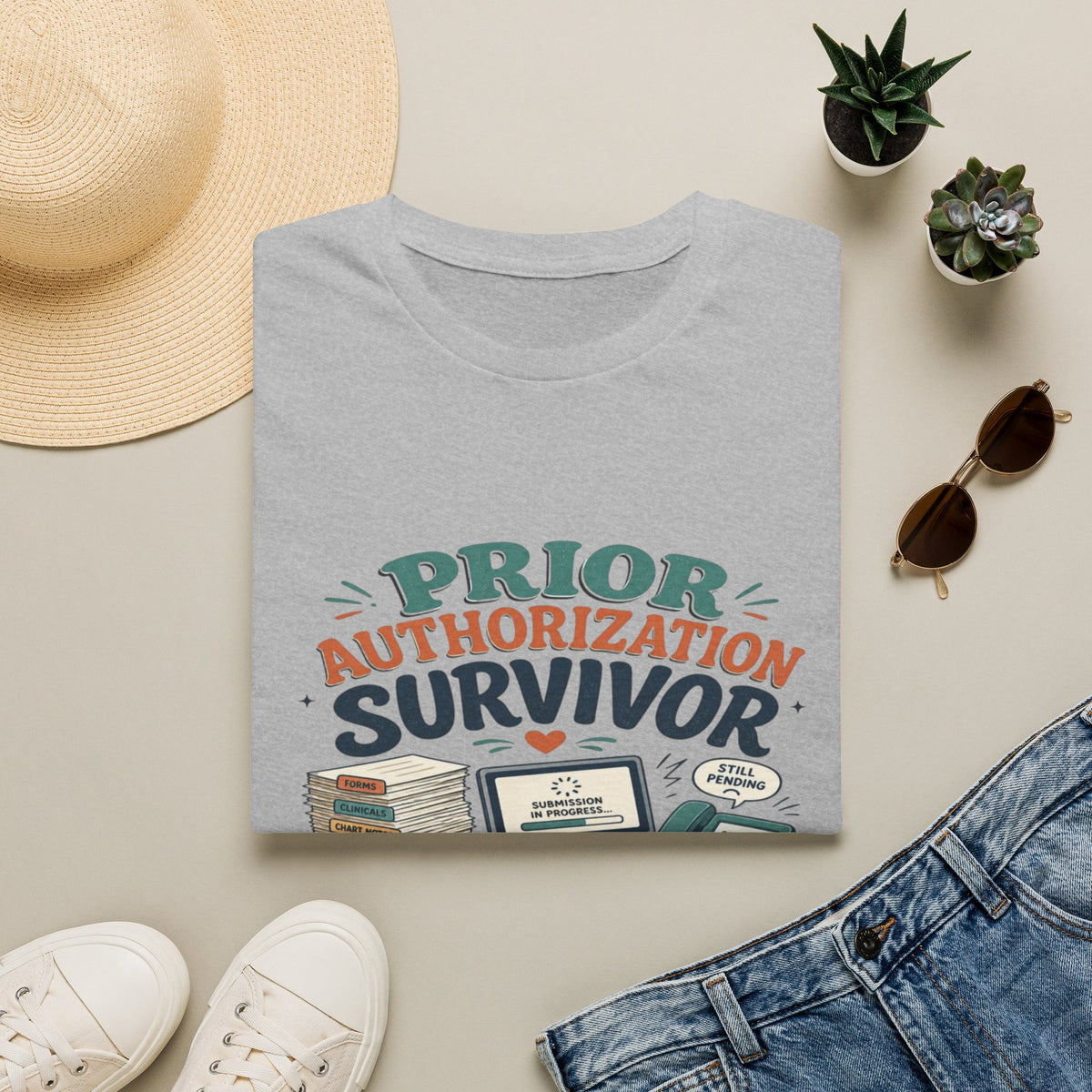Bold T-Shirt Design Showcasing _PRIOR AUTHORIZATION SURVIVOR_- Graphic Tees