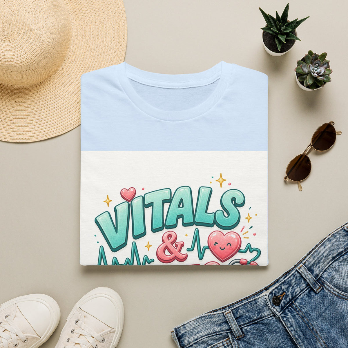Trendy Healthcare T Shirt Design Featuring Vitals And Vibes