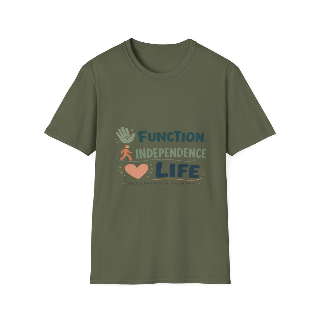 Playful Typography Featuring Function Independence Life With Icons- Graphic Tees