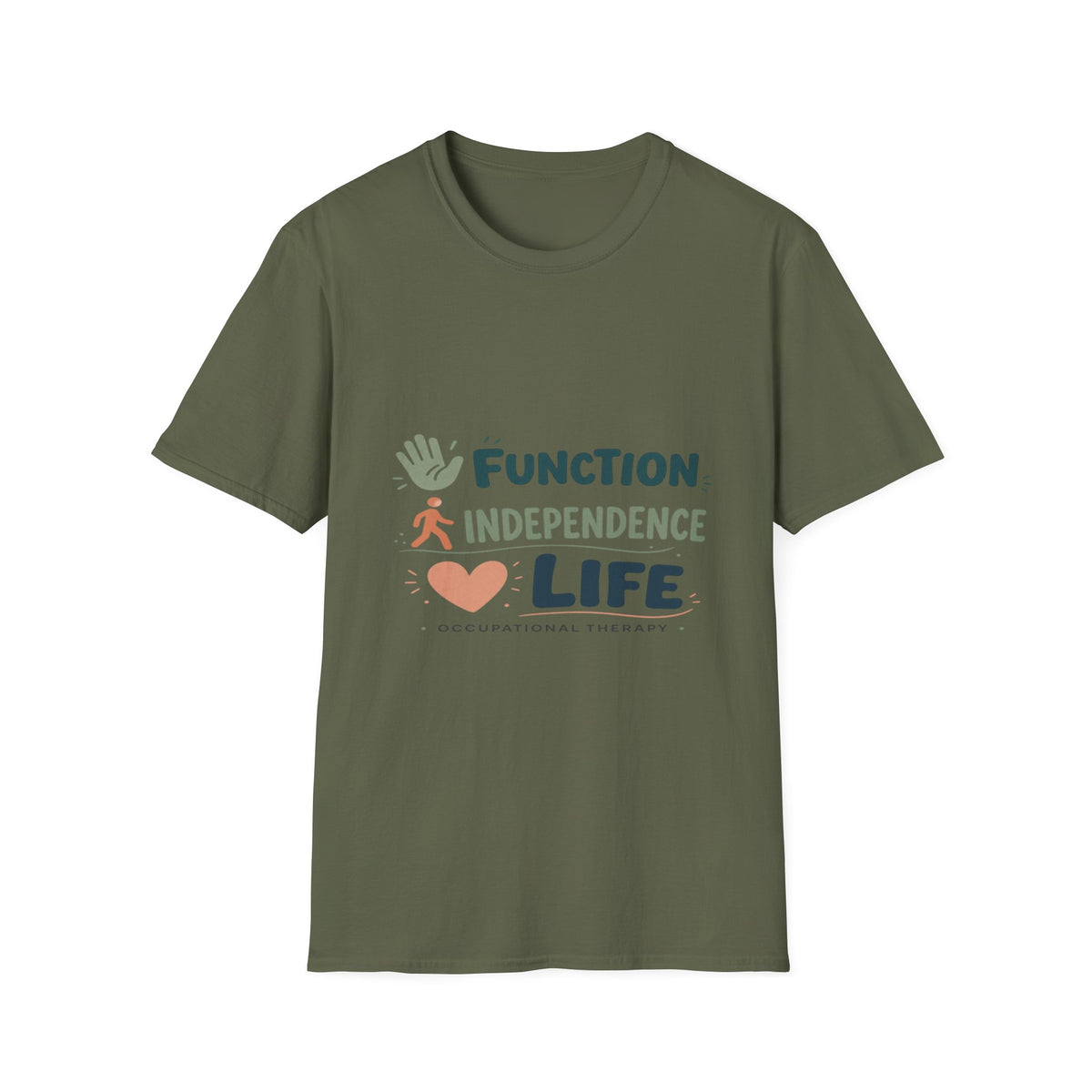 Playful Typography Featuring Function Independence Life With Icons- Graphic Tees