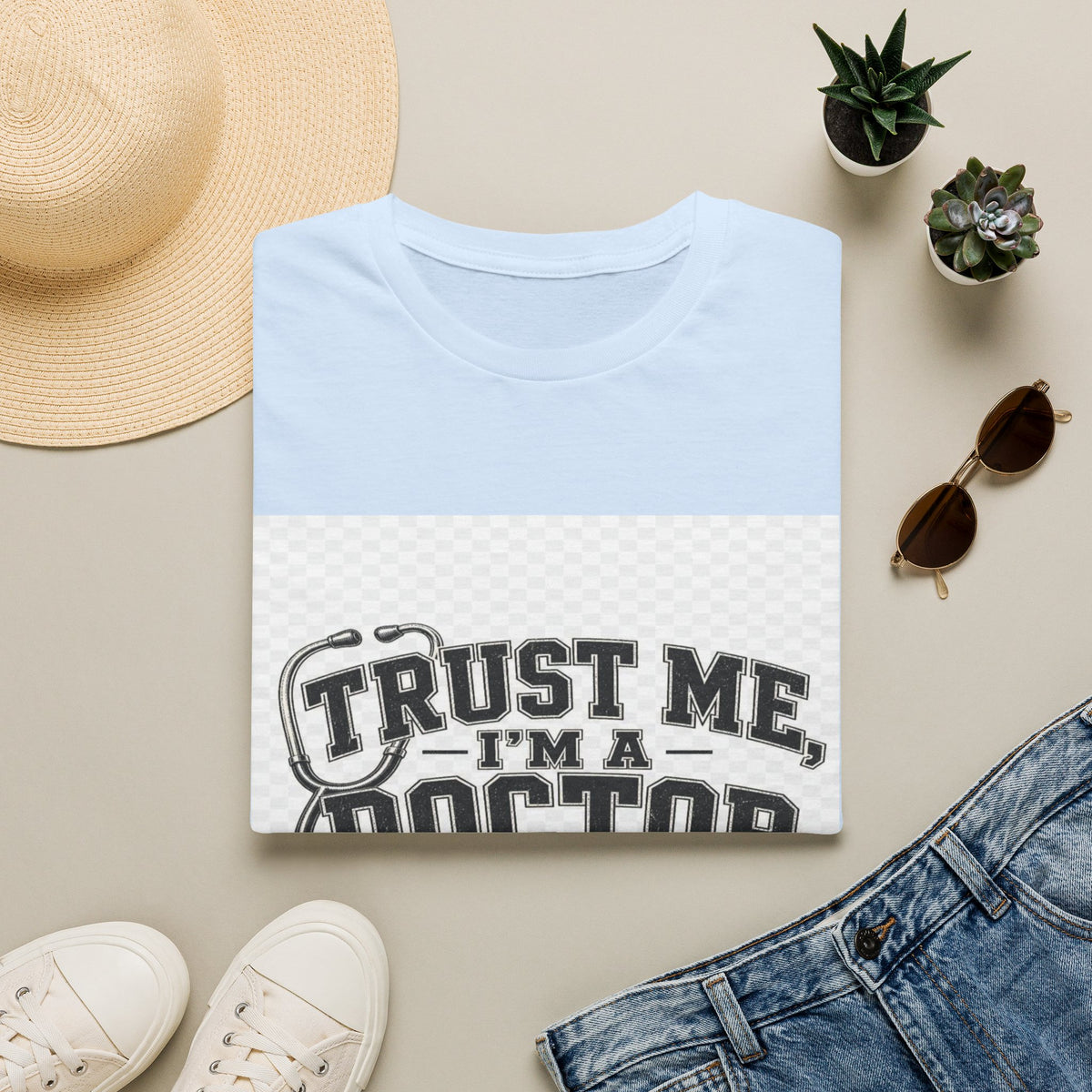 Vintage Varsity Typography Design Featuring Trust Me I'm A Doctor- Graphic Tees