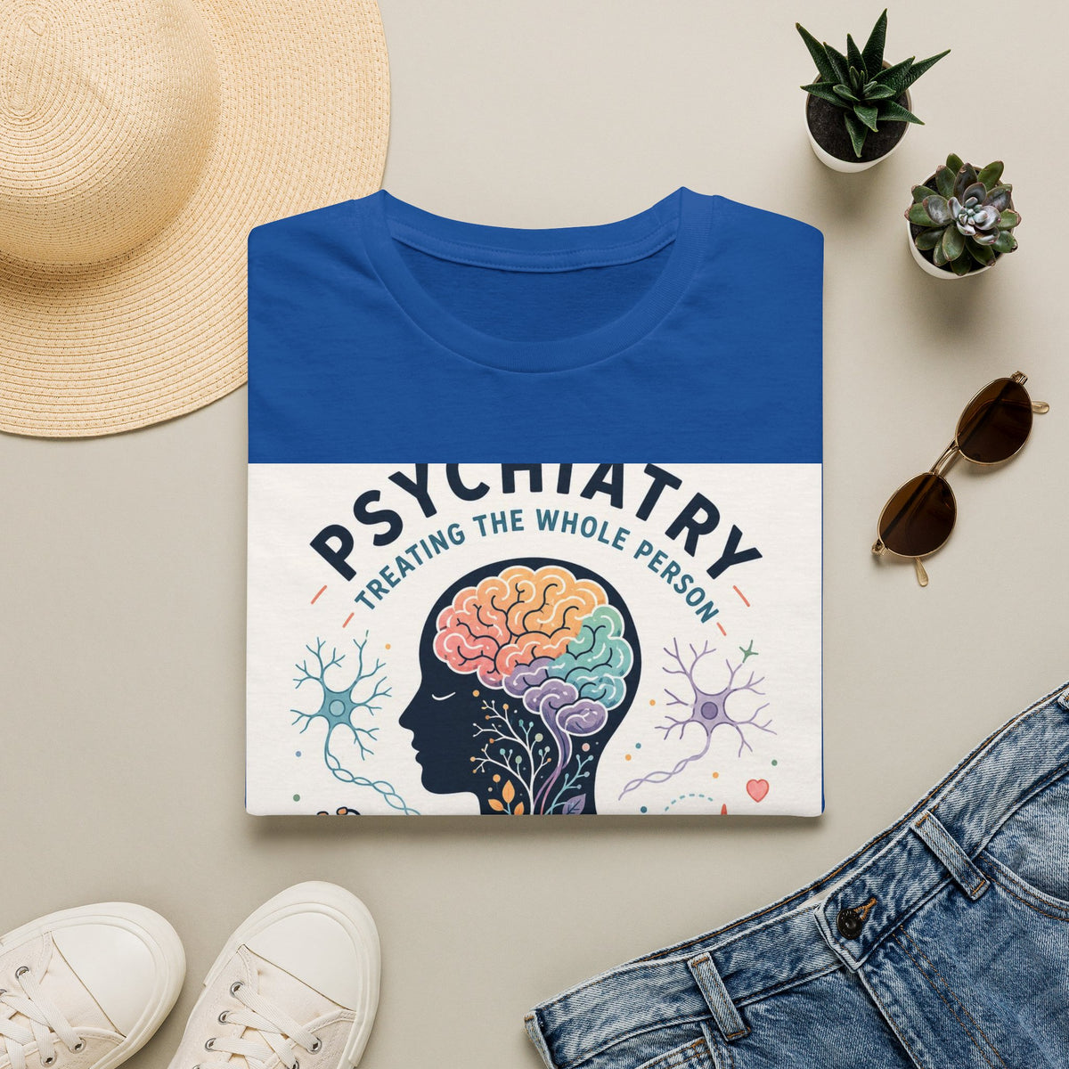 Colorful Brain And Heart In Human Silhouette With Text