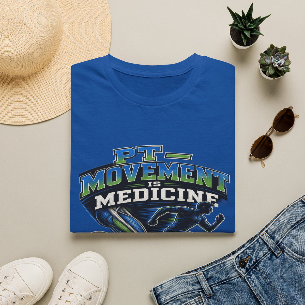 Dynamic T-shirt Design Featuring _PT Movement Is Medicine_ Text- Graphic Tees