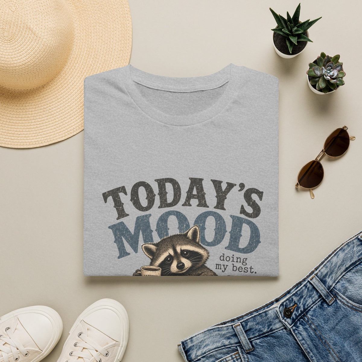 Today’s Mood Raccoon T-Shirt — 'Doing My Best' Cozy Casual Tee
