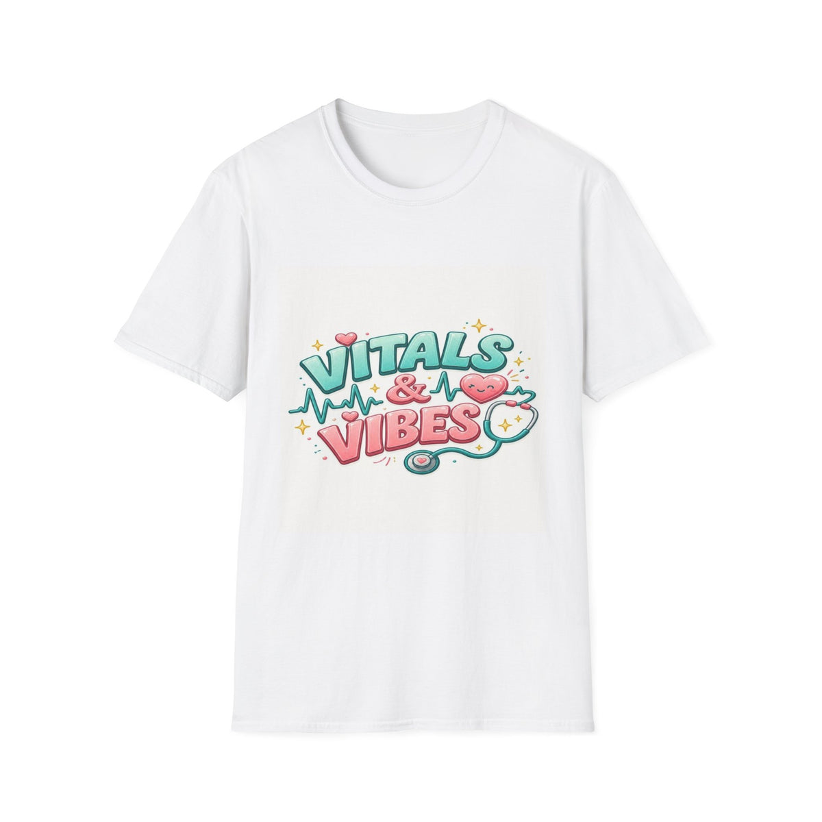 Trendy Healthcare T-Shirt Design Featuring Vitals And Vibes- Graphic Tees