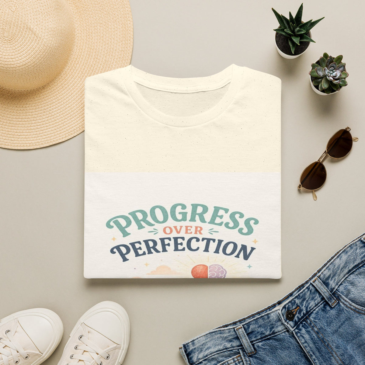 Bold T-Shirt Design Featuring Progress Over Perfection Phrase- Graphic Tees