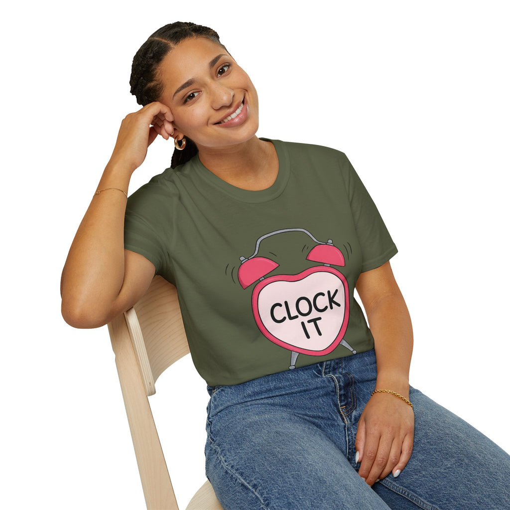 Clock It Alarm-Heart Graphic T-Shirt
