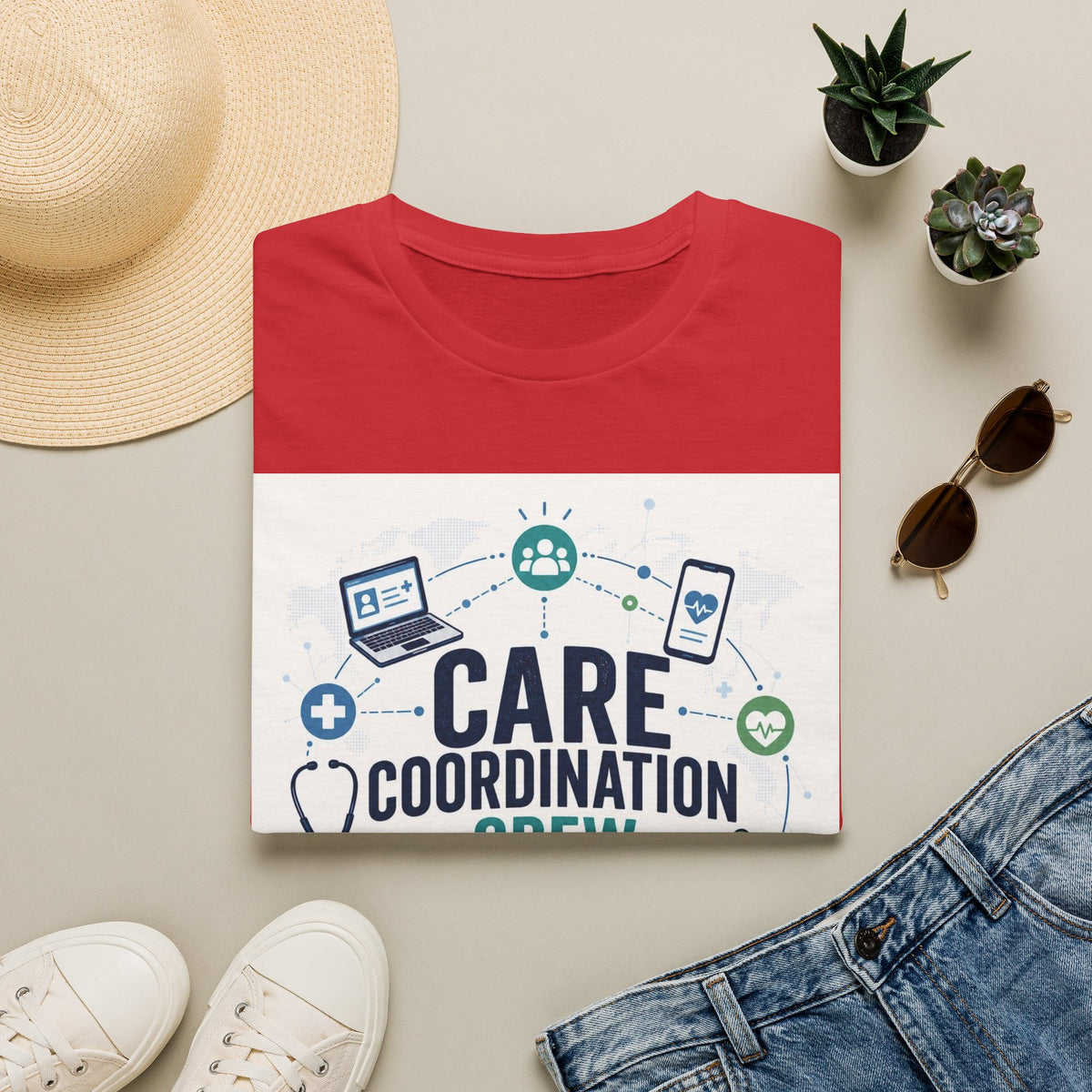 T Shirt Graphic Featuring Modern Aesthetic Care Coordination Crew