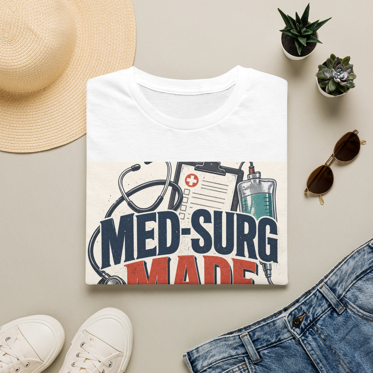 Bold Typography Design Celebrating Med Surg Strength With Healthcare Icons