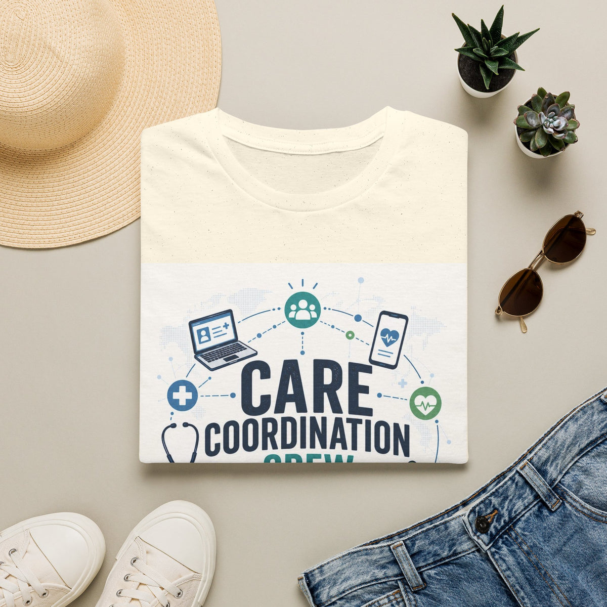 T Shirt Graphic Featuring Modern Aesthetic Care Coordination Crew